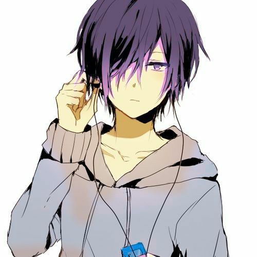 Anime boy with purple hair